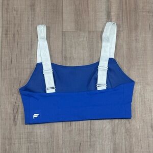 Fabletics Vibrant Blue Sports Bra with Wide White Straps
